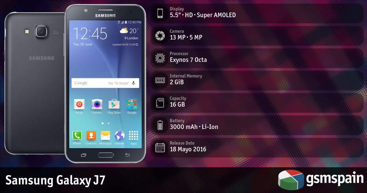 Samsung Galaxy J7 (SM-J700M | 2 GiB | 16 GB)